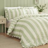 Catherine Lansfield Zelena 3-delna posteljnina za zakonsko posteljo 200x200 cm Seersucker Frill Stripe – | Shoptok.si