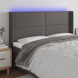 vidaXL LED posteljno vzglavje sivo 183x16x118/128 cm umetno usnje Cene