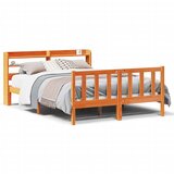 vidaXL Okvir kreveta s uzglavljem voštano smeđi 135x190 cm od borovine Cijene