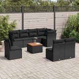 vidaXL 9-dijelni set vrtnih sofa s jastucima crni od poliratana | shoptok.hr