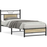 vidaXL Posteljni okvir brez vzmetnice hrast 75x190 cm inženirski les | Shoptok.si