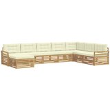  Set vanjskih sofa 8 kom. Bijela i krem Čvrsto drvo akacije 408 x 250 x 73 cm | shoptok.hr