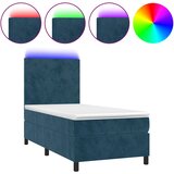  box spring s madracem LED tamnoplavi 80 x 200 cm baršun | shoptok.hr
