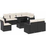 Maison Chic Seti vrtnega pohištva - Vrtna garnitura - Vrtni pohištvo set 9-delna z blazinami črn poli ratan, (21805112) | Shoptok.si