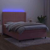  Box spring postelja z vzmetnico LED roza 80x200 cm žamet, (20902276) | Shoptok.si