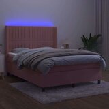  Box spring s madracem LED ružičasti 140x200cm baršunasti | shoptok.hr