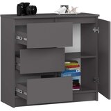 AKORD Jerry Komoda, 1 Vrata In 3 Predali, Grafitno Siva, (5000332300) | Shoptok.si