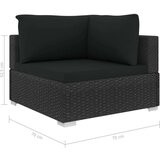 Poli vrtna sedežna garnitura z blazinami 6-delna ratan črna | Shoptok.si