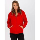 Fashion Hunters RUE PARIS red zipped basic sweatshirt with hood Cene