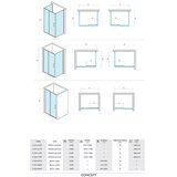 Copen bočno staklo copen atlas black 800x1950 transparentno staklo 6mm crni mat ram C-02-B4080T | Eponuda.com