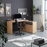CARRYHOME kotna pisalna miza leseni material temno siva, hrast artisan | Shoptok.si