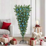 vidaXL Umjetno obrnutog oblika božićno drvce s lopticama Zelena 150 cm | shoptok.hr
