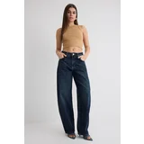 Trendyol Dark Blue Medium Waist Skater Jeans