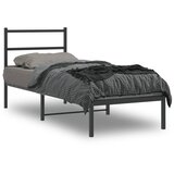  Metalni okvir za krevet s uzglavljem crni 75x190 cm | shoptok.hr