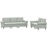 Maison Chic Sedežna garnitura - kavč 2-delna z blazinami svetlo siv žamet, (21729371) | Shoptok.si