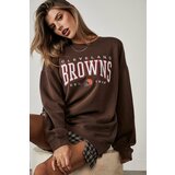 Madmext Mad Girls Women's Brown Printed Sweatshirt Cene