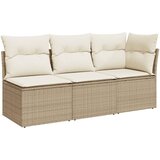 Maison Chic Vrtni kavč - Zunanji kavč z blazinami 3-sedežni bež poli ratan, (22043840) | Shoptok.si