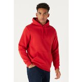 AC&Co / Altınyıldız Classics Men's Red Standard Fit Regular Cut Inner Fleece 3 Thread Hooded Cotton Sweatshirt Cene