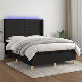 The Living Store Box spring postelja z vzmetnico LED črna 140x190 cm blago - Box Spring Postelja, (21503516) Cene