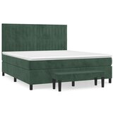 vidaXL Box spring postelja z vzmetnico temno zelena 180x200 cm žamet, (20896160) | Shoptok.si