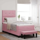 Box Postelja z vzmetnico z vzmetnico Roza 100 x 200 cm Žamet, (5000126302) | Shoptok.si