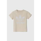 Adidas Otroška bombažna kratka majica TREFOIL TEE bež barva