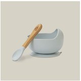 Interbaby Silikonska zdjelica + žlica Blue Grey | shoptok.hr