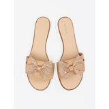 Shelvt Beige flip-flops with a bow in rhinestones | shoptok.hr