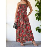 Resti Patterned women's midi dress without sleeves with a wide elastic band and slits at the bottom | shoptok.hr