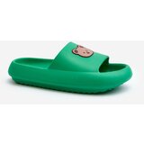 Kesi Lightweight women's foam slippers with teddy bear, green Lia Cene