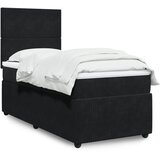 vidaXL Box spring postelja z vzmetnico črna 100x200 cm žamet | Shoptok.si