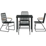 vidaXL 5-delni vrtni jedilni set črni PVC ratan | Shoptok.si