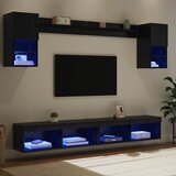 TV zidne jedinice s LED-om 6 pcs Crni hrast Konstruirano drvo | Eponuda.ba