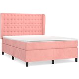 vidaXL Box spring postelja z vzmetnico roza 140x190 cm žamet | Shoptok.si