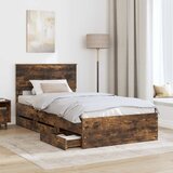 Krevetna konstrukcija s ladicama Dimljeni hrast 100 x 200 cm Smeđa 210 x 102 x 90 cm | Shoptok.si