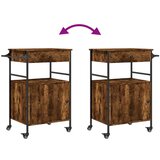 vidaXL Kuhinjski voziček dimljen hrast 56x43x89,5 cm inženirski les | Shoptok.si