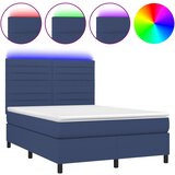  Krevet box spring s madracem LED plavi 140x200 cm od tkanine | shoptok.hr
