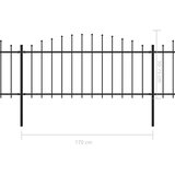 vidaXL Vrtna ograda s ukrasnim kopljima (0,5-0,75) x 8,5 m čelična crna | shoptok.hr