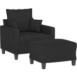 vidaXL Fotelja s tabureom crna 60 cm od tkanine | shoptok.hr