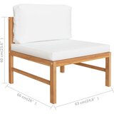 vidaXL Srednja sofa s krem jastucima od masivne tikovine | shoptok.hr