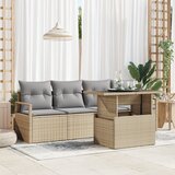 vidaXL 5-delni set vrtnega kavča z blazinami bež poli ratan | Shoptok.si