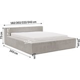 Ropez Sivi tapecirani bračni krevet s prostorom za odlaganje s podnicom 200x200 cm Cloe – | shoptok.hr