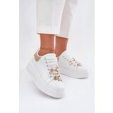 Boto Women's Platform Sneakers With Ribbons White-Gold Ocerdia | Shoptok.si