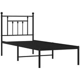  Metalni okvir za krevet s uzglavljem crni 75x190 cm | shoptok.hr