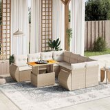 Maison Chic Seti vrtnega pohištva - Vrtna garnitura 9-delna z blazinami bež poli ratan, (21804056) | Shoptok.si