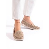 Shelvt Women's openwork moccasins beige | Shoptok.si