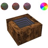 vidaXL Klubska mizica LED dimljeni hrast 60x60x40 cm inženirski les | Shoptok.si