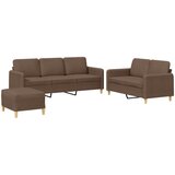  3-dijelni set sofa s jastucima smeđi od tkanine | shoptok.hr