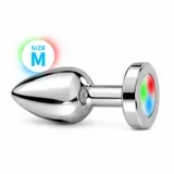 ANALNI ČEP Easytoys Led Light Silver (M) - srednji, kovinski, led luč, debelina 3,3 cm