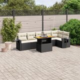 Maison Chic Seti vrtnega pohištva - Vrtna garnitura - Vrtni pohištvo set 7-delna z blazinami črn poli ratan, (21802336) | Shoptok.si